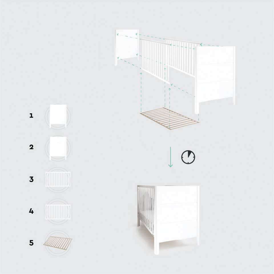 patut bebe lemn masiv woodies smooth 120cm x 60cm inaltime saltea 2446 4355